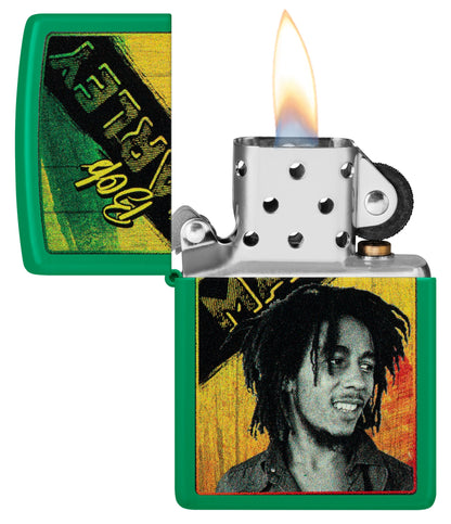 Zippo Bob Marley Grass Green Design Green Matte Windproof Lighter