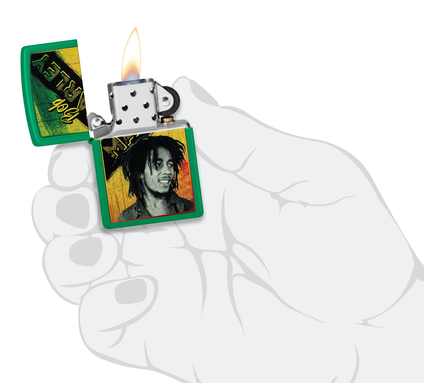 Zippo Bob Marley Grass Green Design Green Matte Windproof Lighter