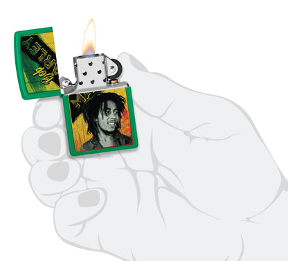 Zippo Bob Marley Grass Green Design Green Matte Windproof Lighter