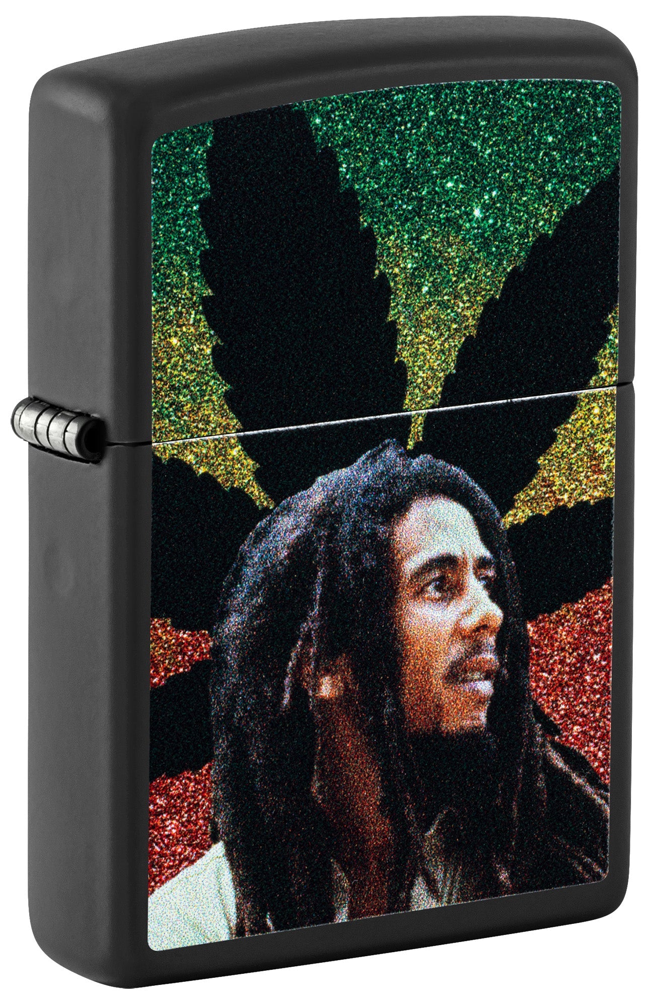 Zippo Bob Marley Leaf Silhouette Design Black Matte Windproof Lighter