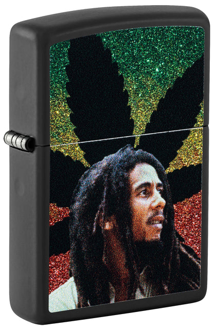 Zippo Bob Marley Leaf Silhouette Design Black Matte Windproof Lighter