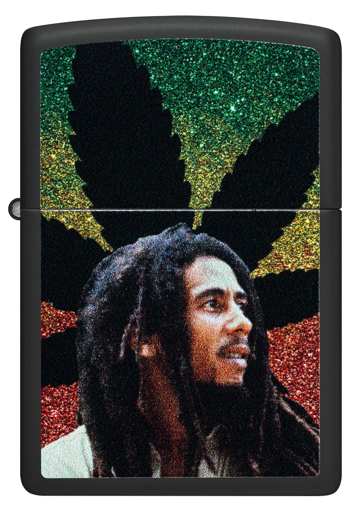 Zippo Bob Marley Leaf Silhouette Design Black Matte Windproof Lighter