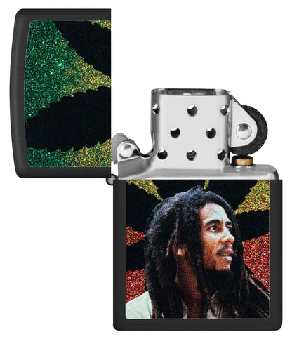 Zippo Bob Marley Leaf Silhouette Design Black Matte Windproof Lighter