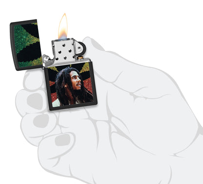 Zippo Bob Marley Leaf Silhouette Design Black Matte Windproof Lighter