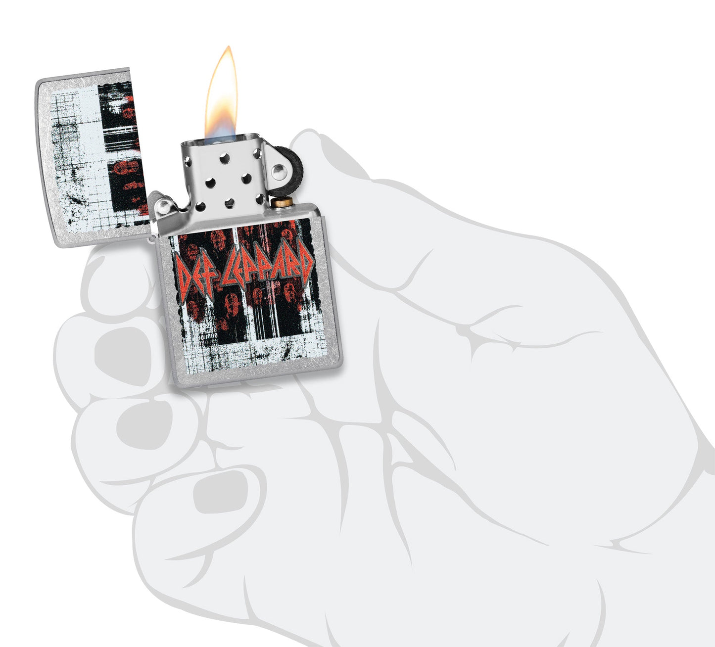 Zippo Def Leppard Many Faces Design Street Chrome Windproof Lighter