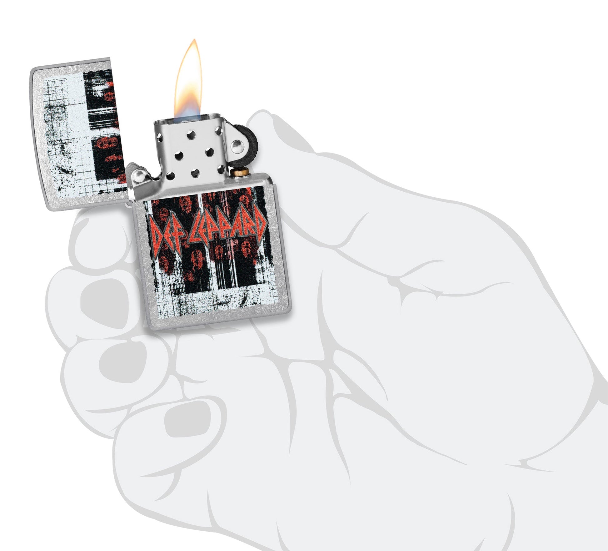 Zippo Def Leppard Many Faces Design Street Chrome Windproof Lighter