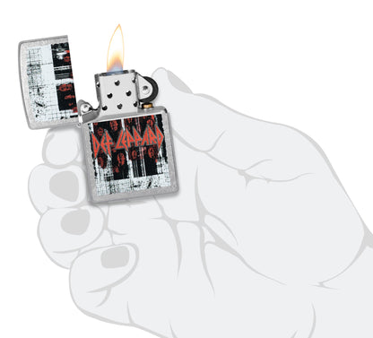 Zippo Def Leppard Many Faces Design Street Chrome Windproof Lighter