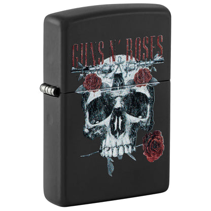 Zippo Guns N' Roses Flower Skull Design Black Matte Windproof Lighter