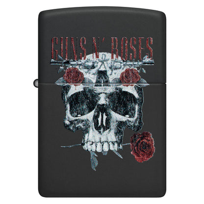 Zippo Guns N' Roses Flower Skull Design Black Matte Windproof Lighter