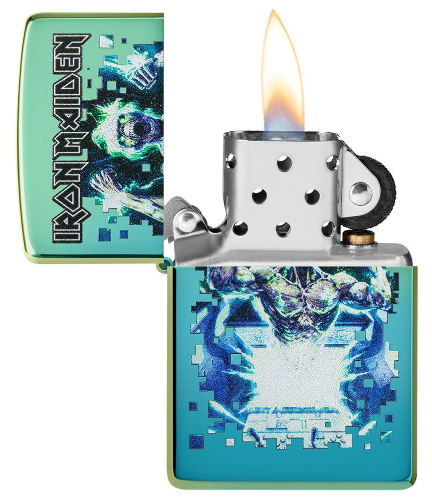 Zippo Iron Maiden Cyber Eddie Design High Polish Teal Windproof Lighter