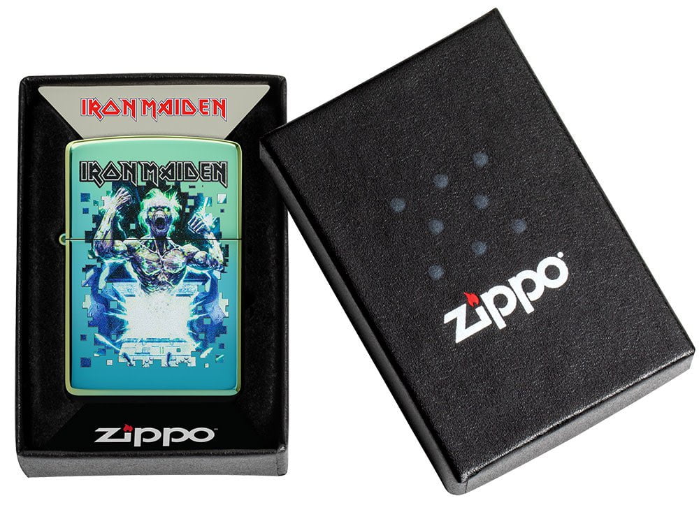 Zippo Iron Maiden Cyber Eddie Design High Polish Teal Windproof Lighter