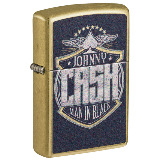 Zippo Johnny Cash Crest Design Street Brass Windproof Lighter