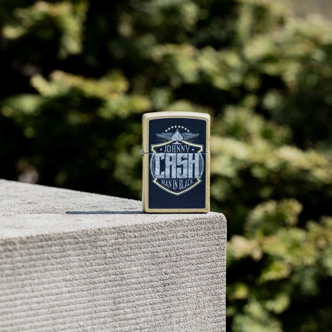 Zippo Johnny Cash Crest Design Street Brass Windproof Lighter
