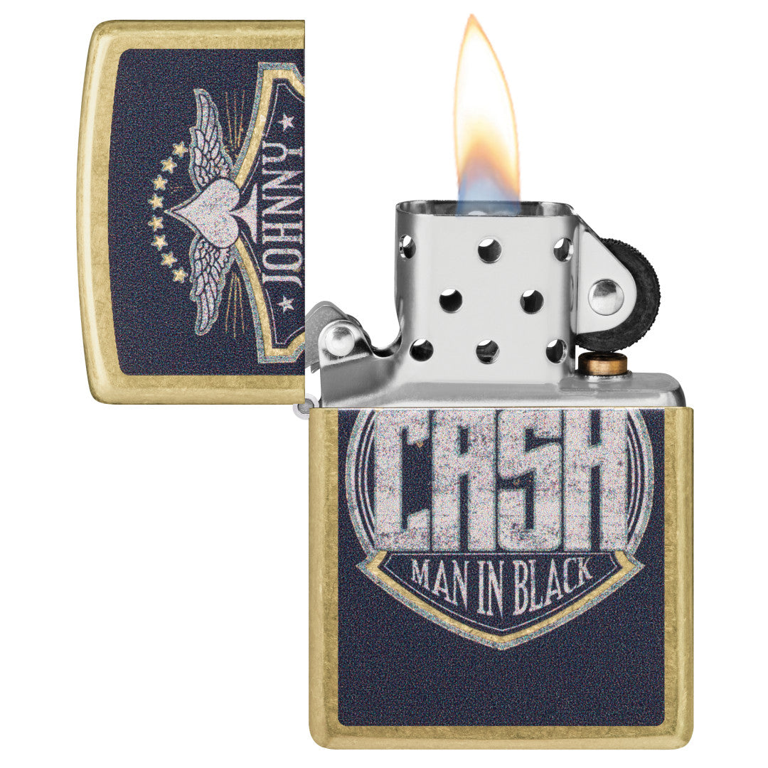 Zippo Johnny Cash Crest Design Street Brass Windproof Lighter