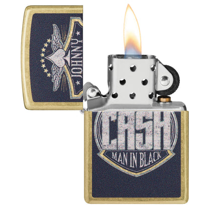 Zippo Johnny Cash Crest Design Street Brass Windproof Lighter
