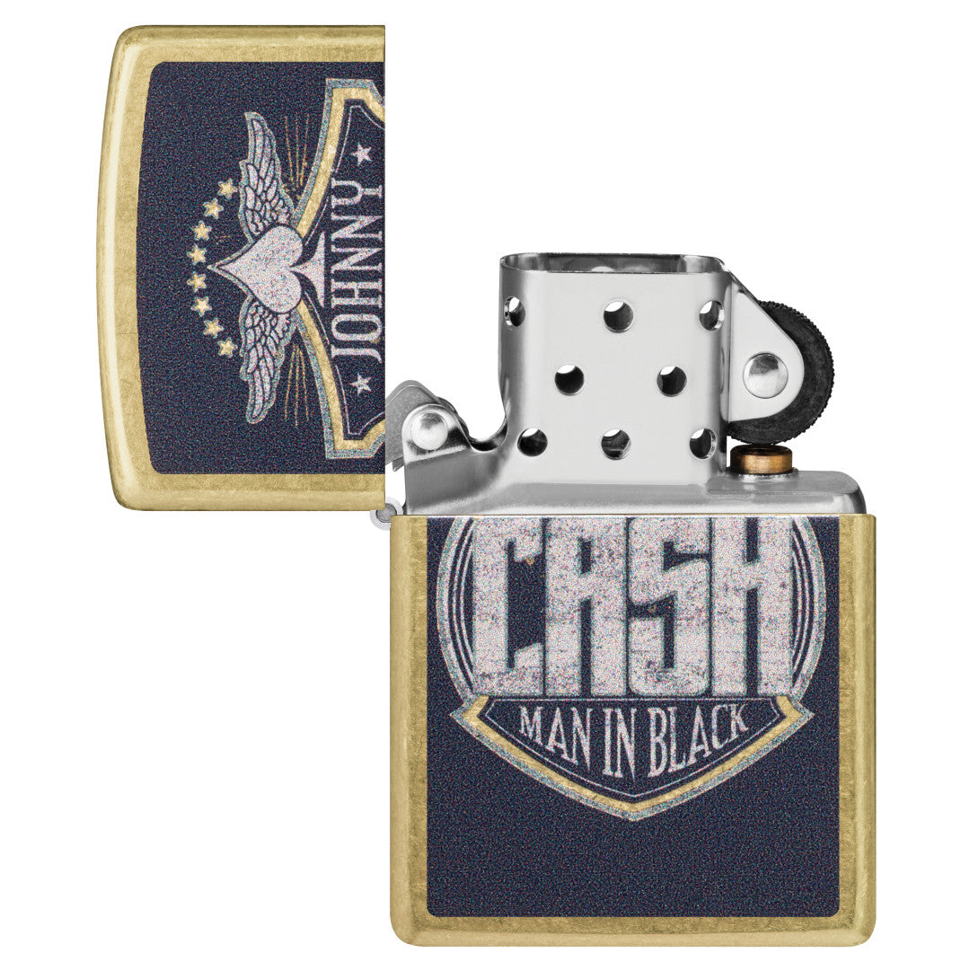 Zippo Johnny Cash Crest Design Street Brass Windproof Lighter