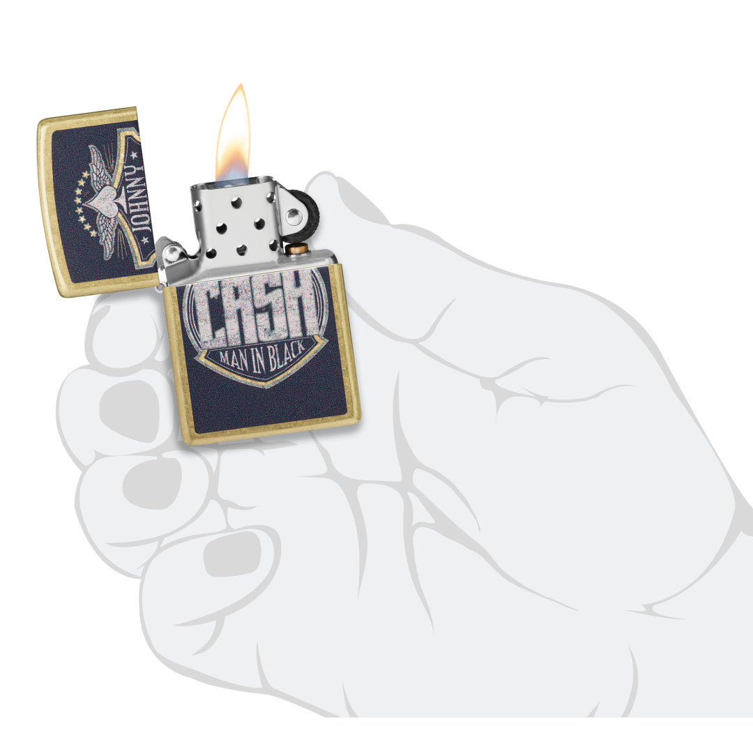 Zippo Johnny Cash Crest Design Street Brass Windproof Lighter