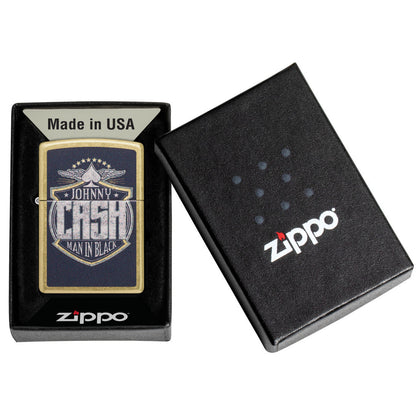Zippo Johnny Cash Crest Design Street Brass Windproof Lighter