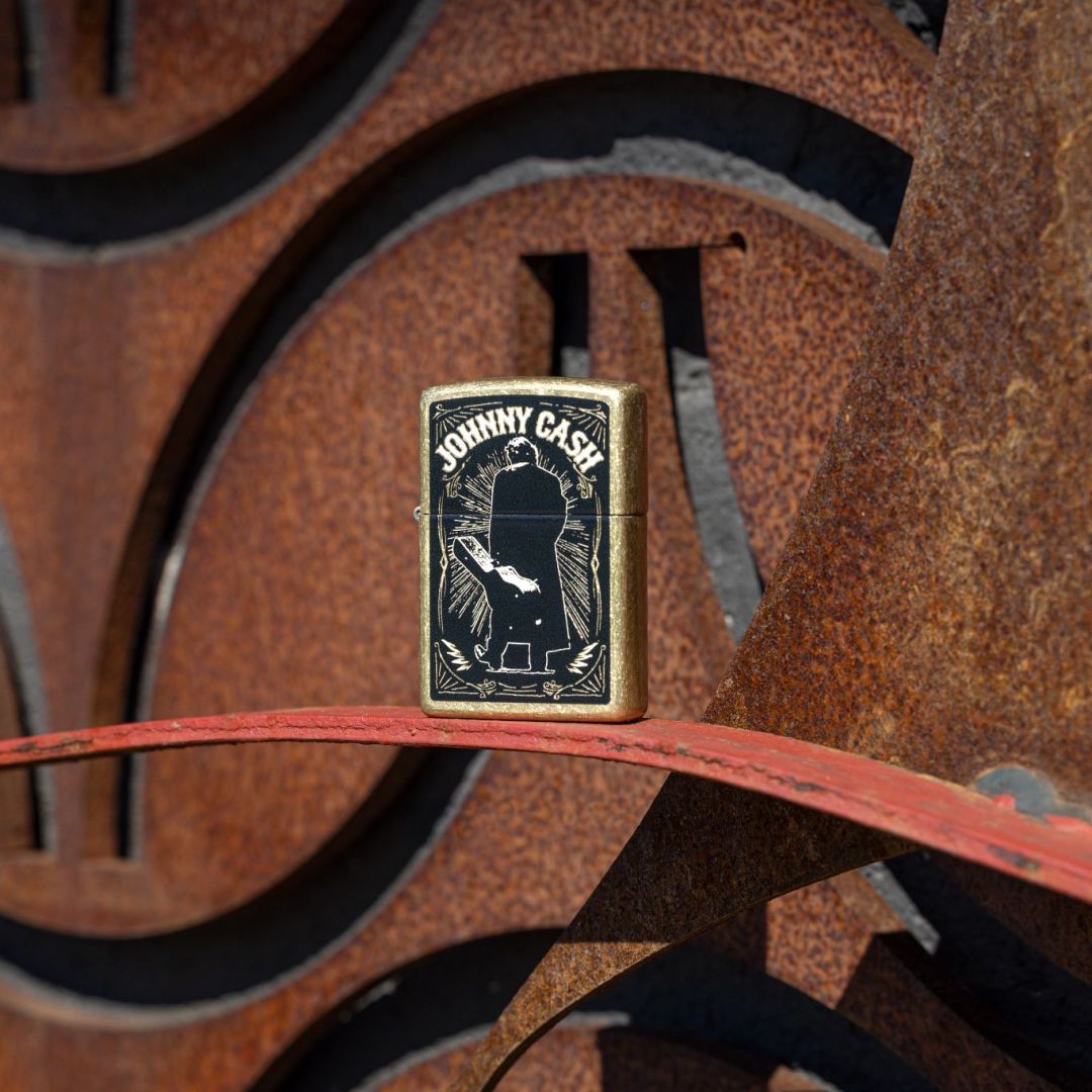 Zippo Johnny Cash Walk Design Street Brass Windproof Lighter