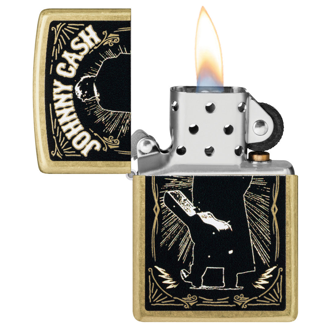 Zippo Johnny Cash Walk Design Street Brass Windproof Lighter