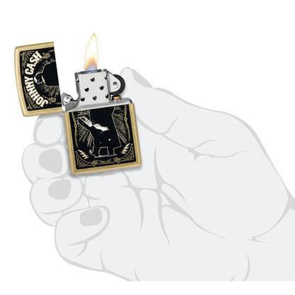 Zippo Johnny Cash Walk Design Street Brass Windproof Lighter