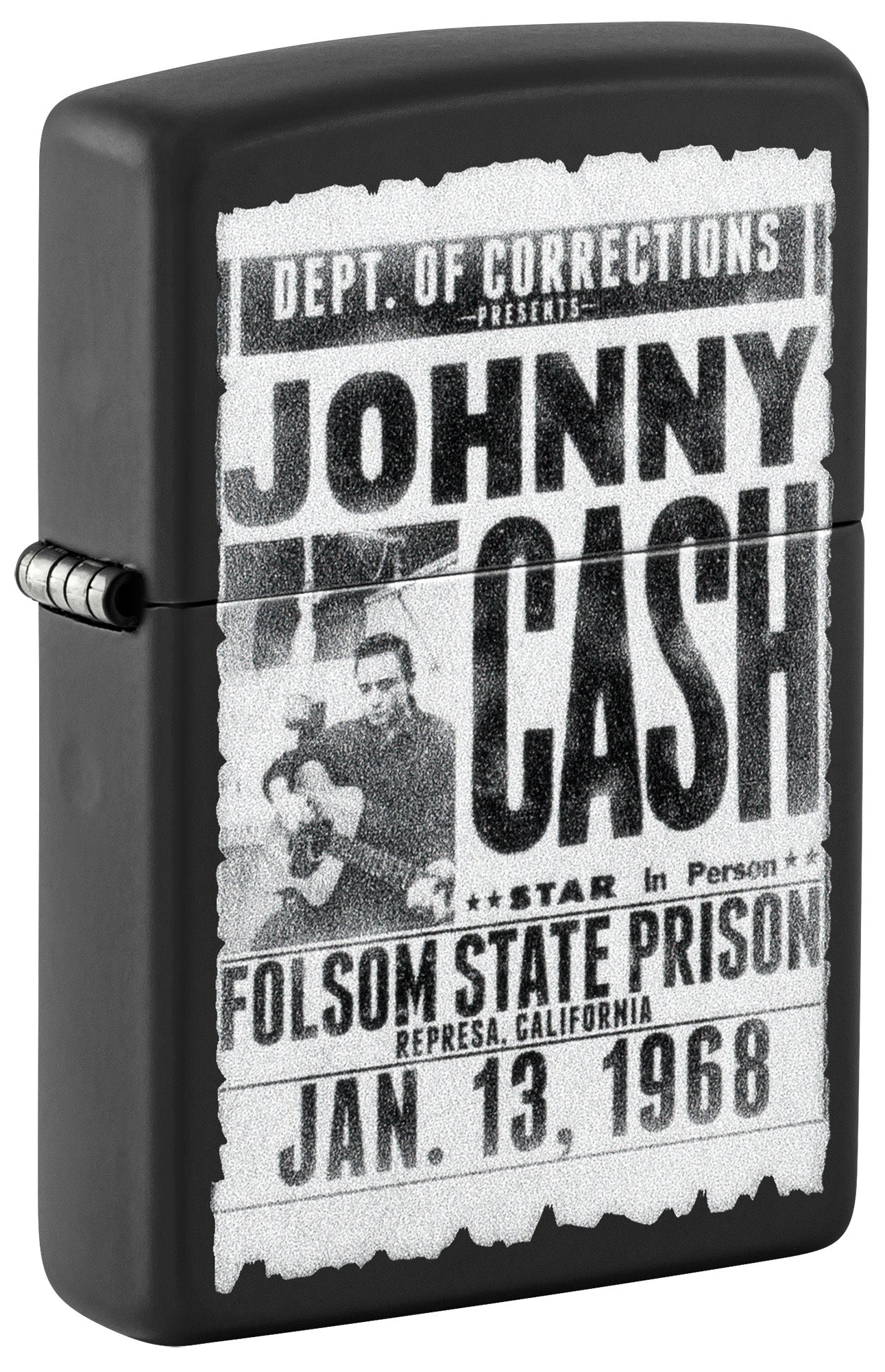Zippo Johnny Cash Folsom State Design Black Matte Windproof Lighter