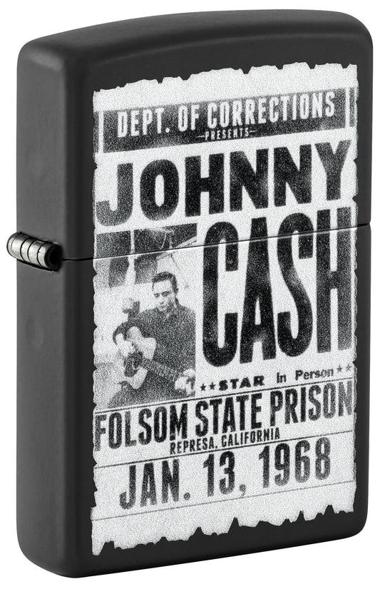 Zippo Johnny Cash Folsom State Design Black Matte Windproof Lighter