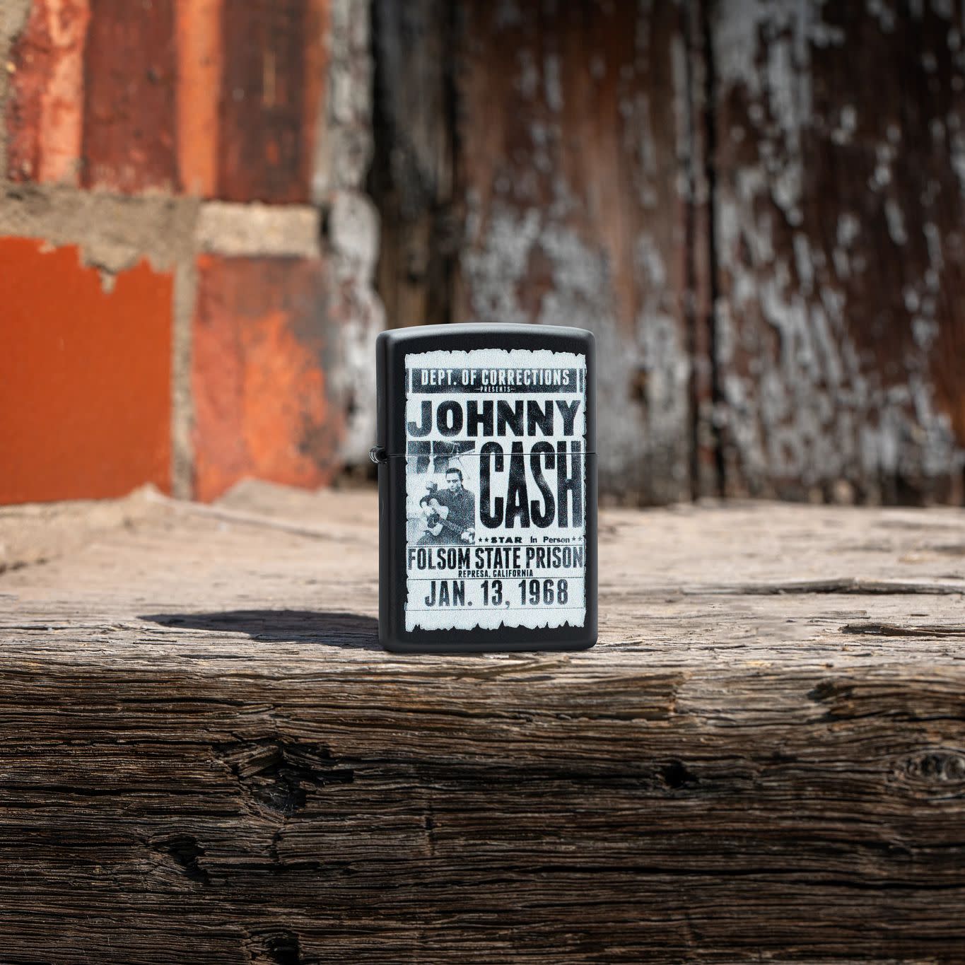 Zippo Johnny Cash Folsom State Design Black Matte Windproof Lighter