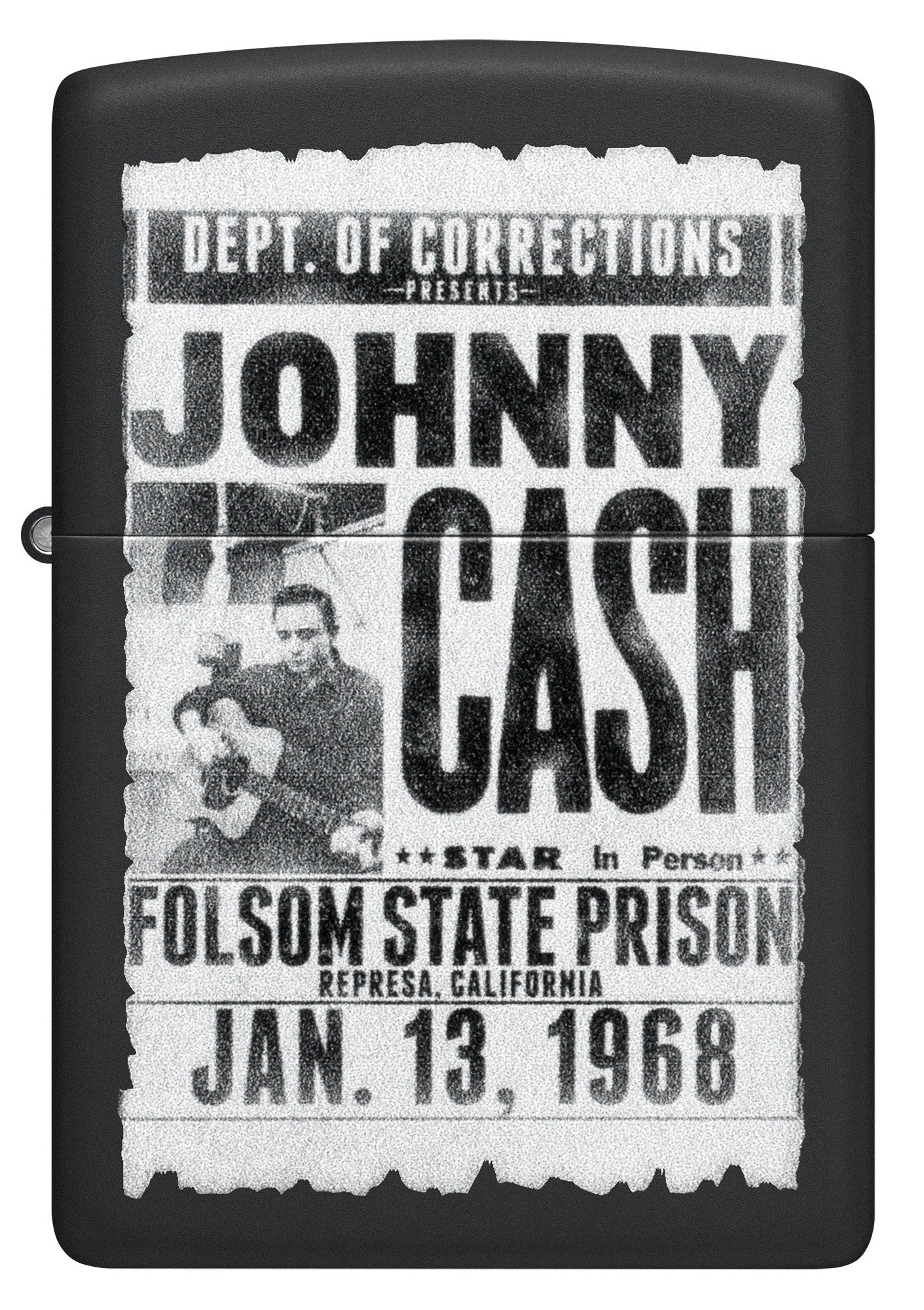 Zippo Johnny Cash Folsom State Design Black Matte Windproof Lighter