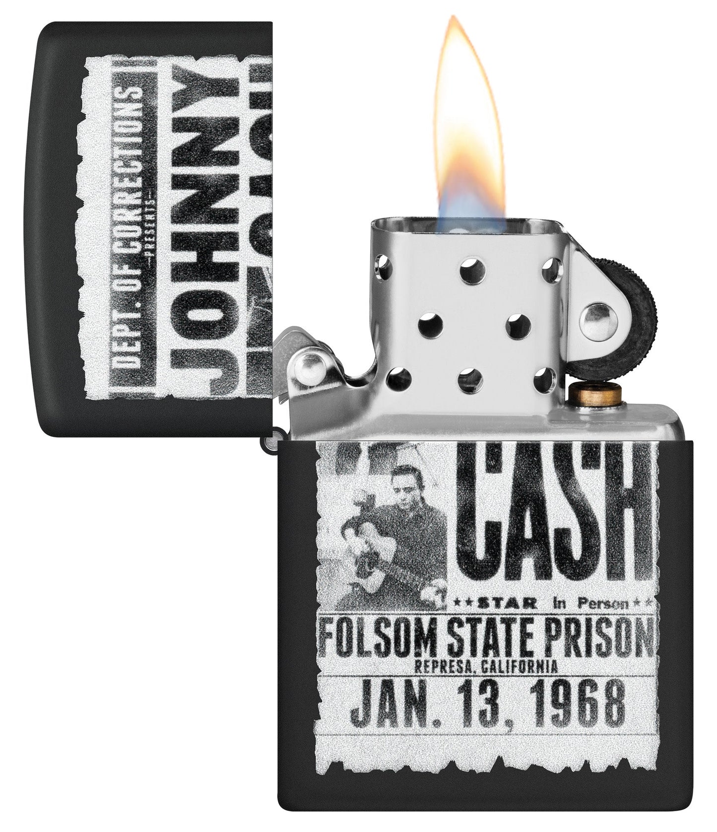 Zippo Johnny Cash Folsom State Design Black Matte Windproof Lighter