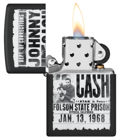 Zippo Johnny Cash Folsom State Design Black Matte Windproof Lighter