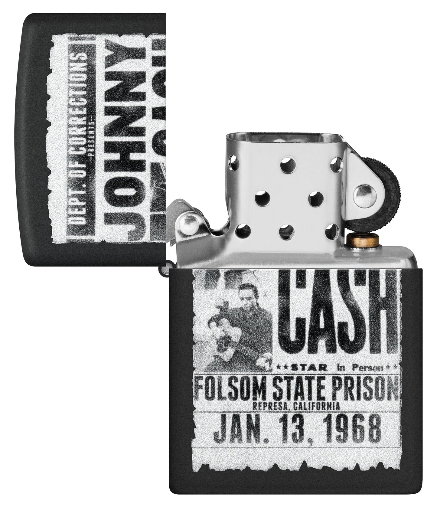 Zippo Johnny Cash Folsom State Design Black Matte Windproof Lighter