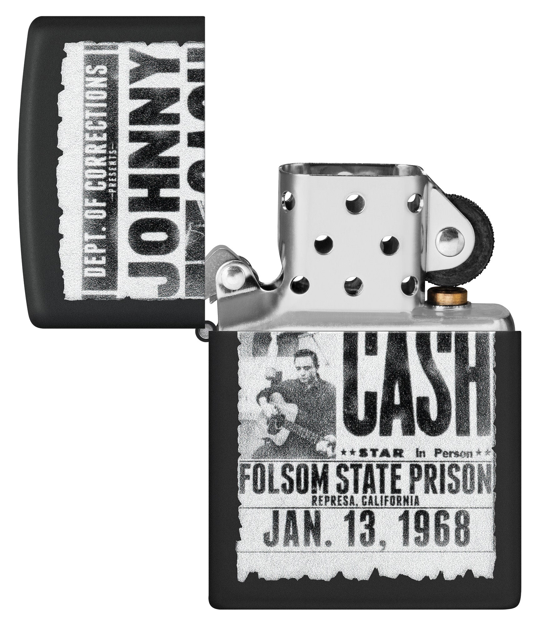 Zippo Johnny Cash Folsom State Design Black Matte Windproof Lighter