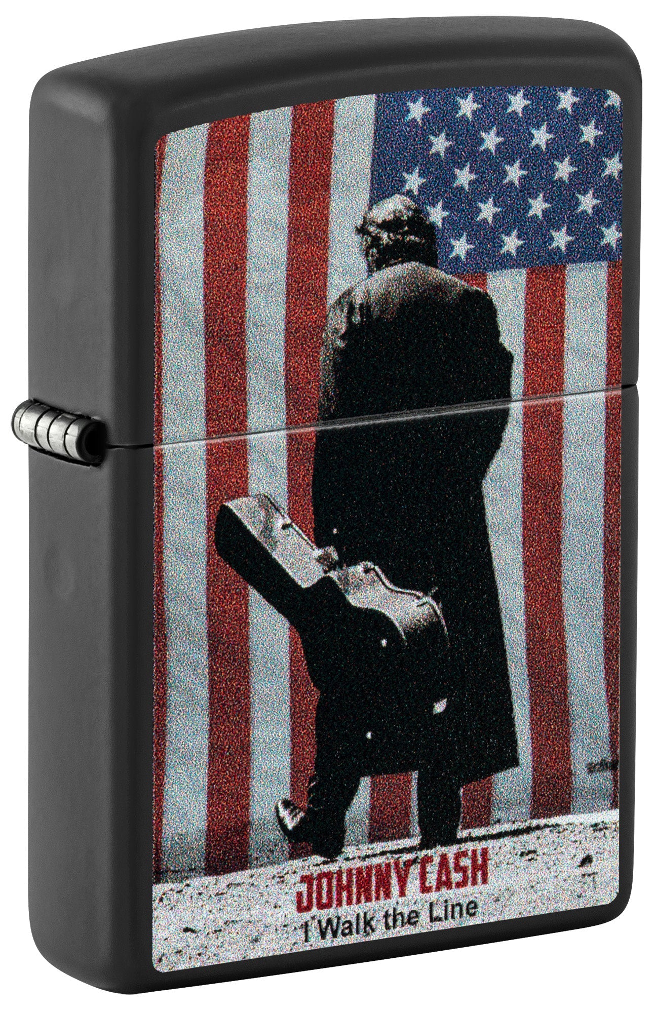 Zippo Johnny Cash I Walk The Line Design Black Matte Windproof Lighter