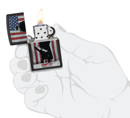 Zippo Johnny Cash I Walk The Line Design Black Matte Windproof Lighter