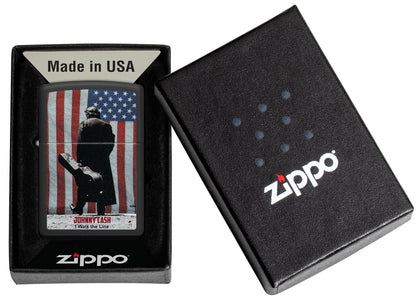 Zippo Johnny Cash I Walk The Line Design Black Matte Windproof Lighter