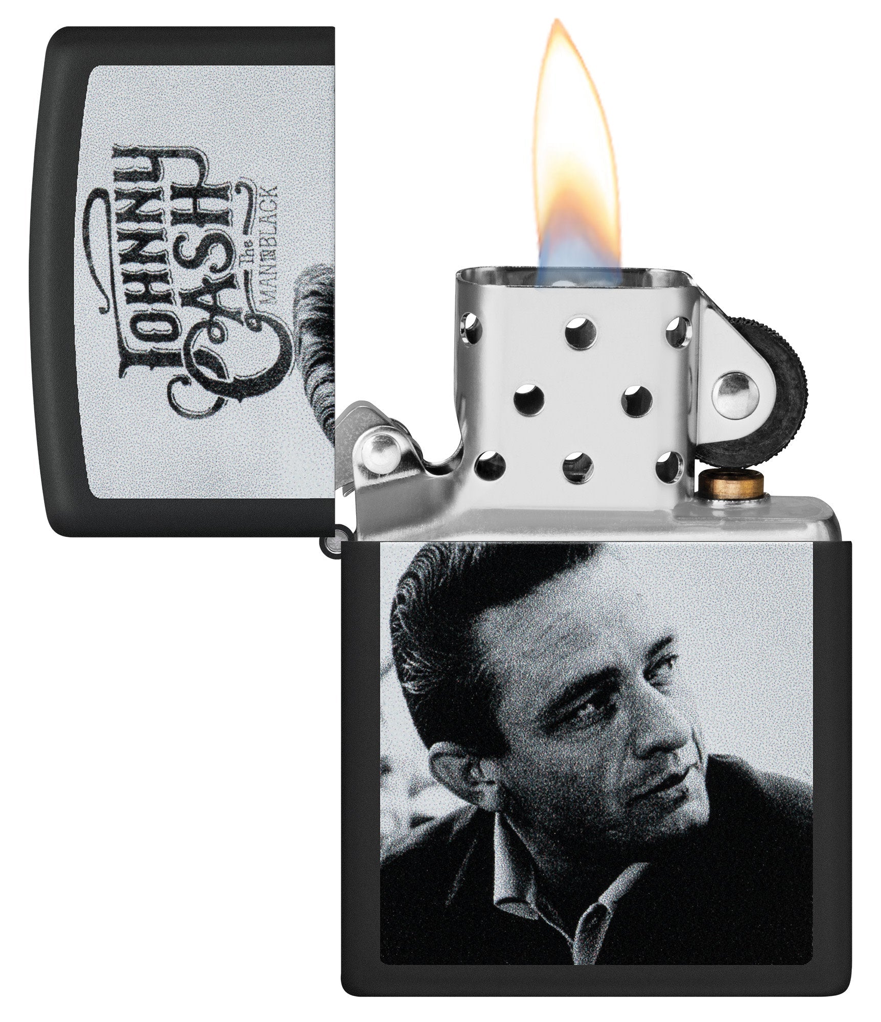 Zippo Johnny Cash Portrait Design Black Matte Windproof Lighter