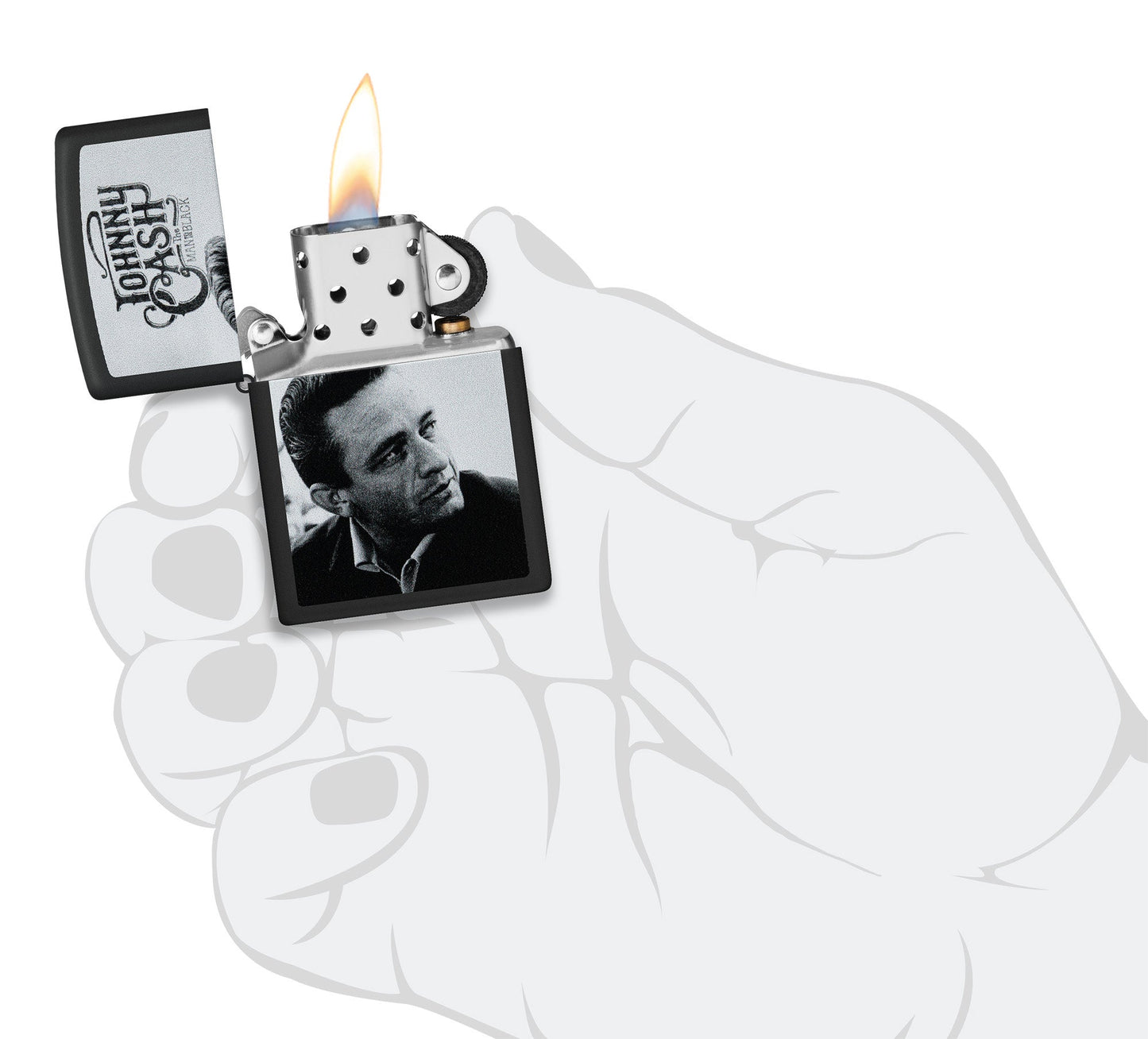 Zippo Johnny Cash Portrait Design Black Matte Windproof Lighter