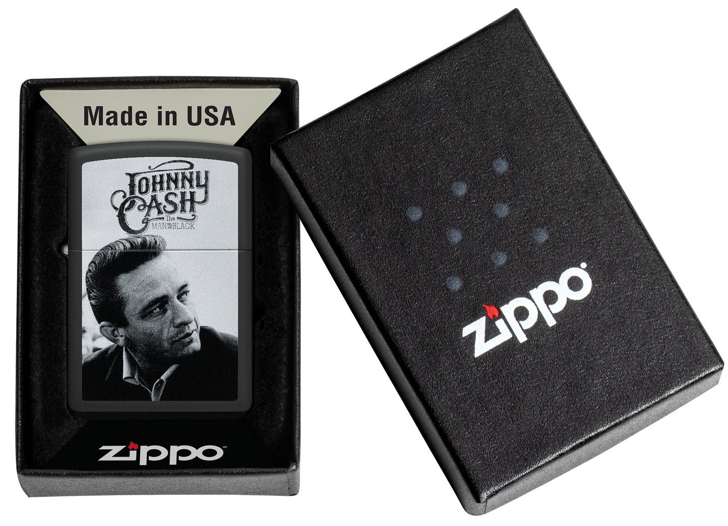 Zippo Johnny Cash Portrait Design Black Matte Windproof Lighter