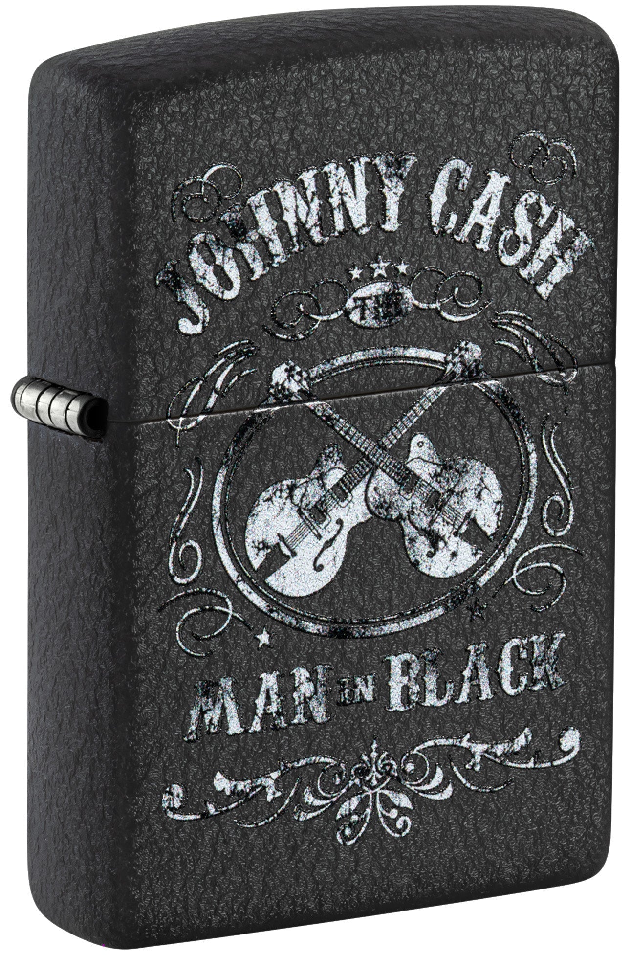 Zippo Johnny Cash Man in Black Design Black Crackle Windproof Lighter