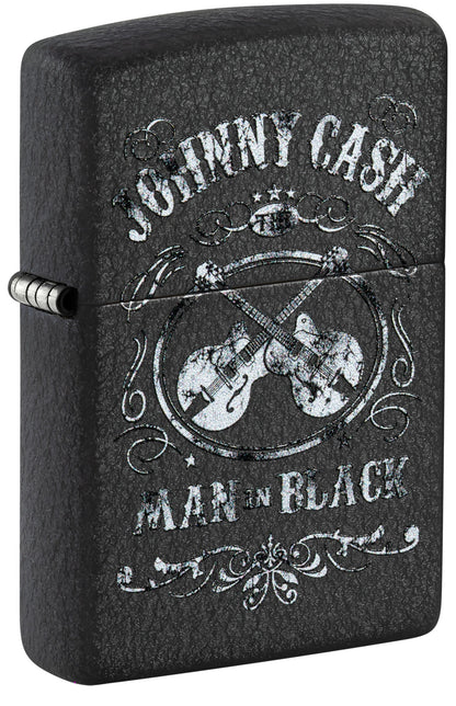 Zippo Johnny Cash Man in Black Design Black Crackle Windproof Lighter