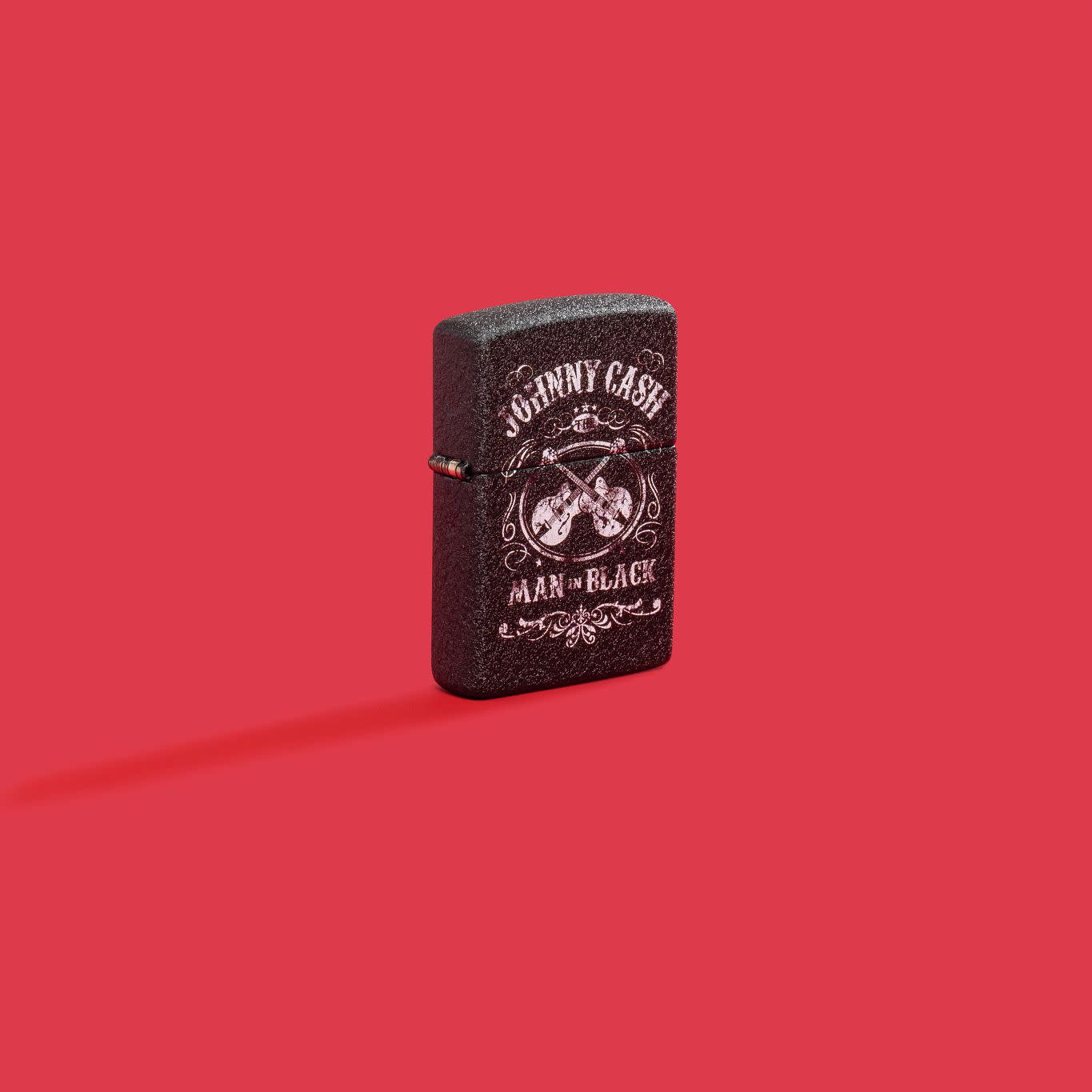 Zippo Johnny Cash Man in Black Design Black Crackle Windproof Lighter