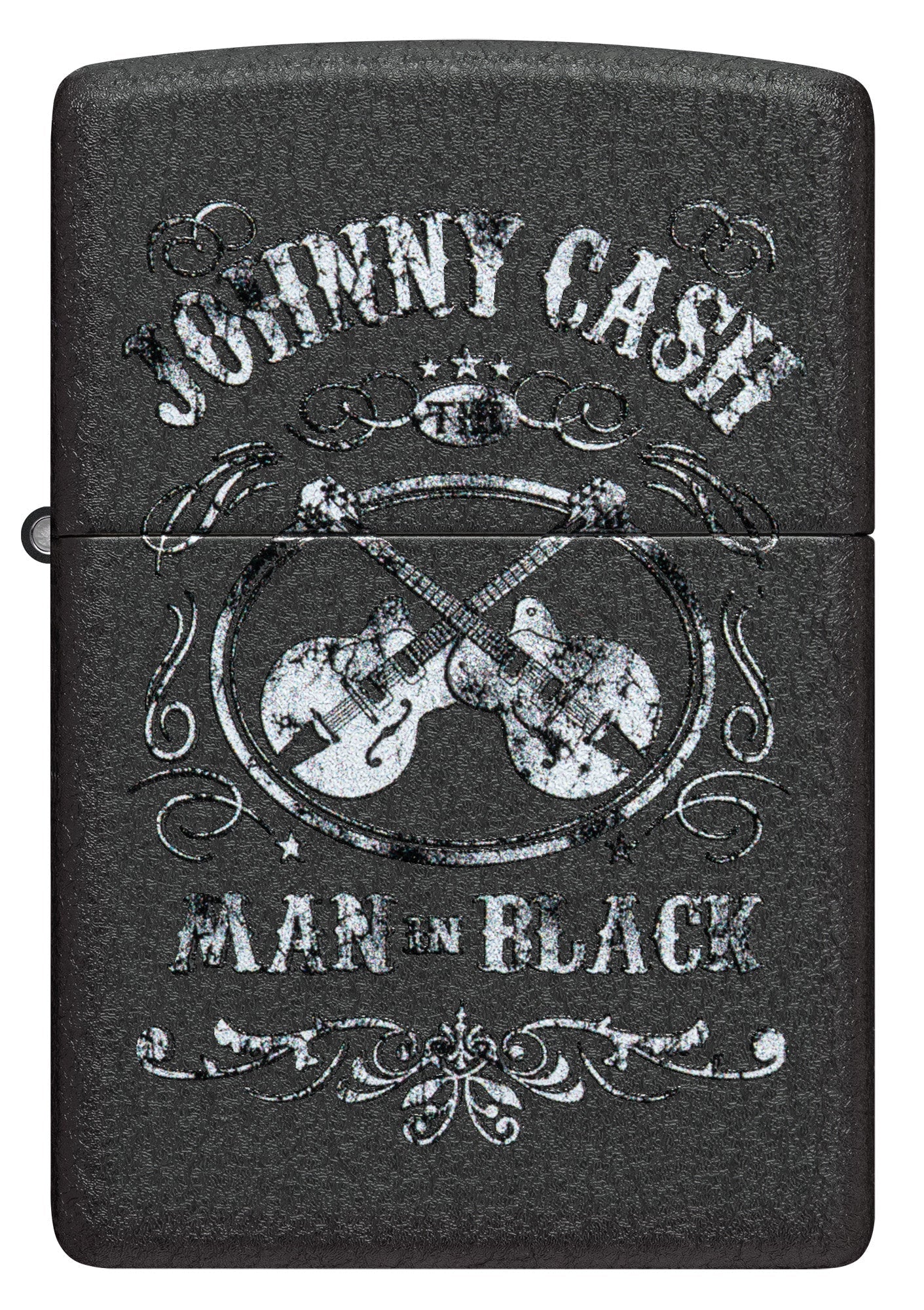 Zippo Johnny Cash Man in Black Design Black Crackle Windproof Lighter