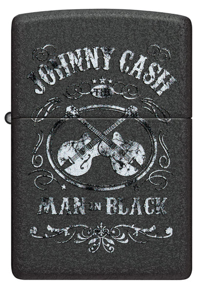 Zippo Johnny Cash Man in Black Design Black Crackle Windproof Lighter
