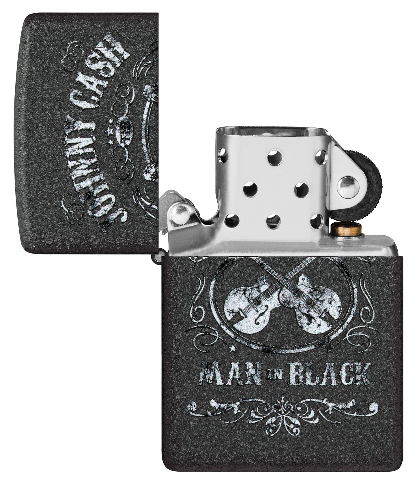 Zippo Johnny Cash Man in Black Design Black Crackle Windproof Lighter