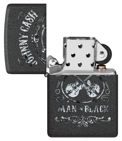 Zippo Johnny Cash Man in Black Design Black Crackle Windproof Lighter