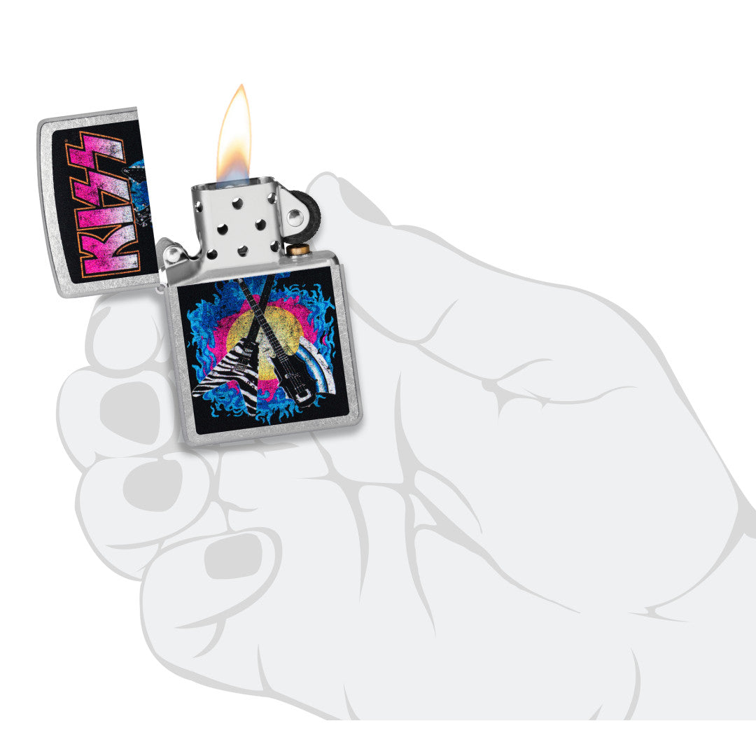 Zippo KISS® Axe Bass Design Street Chrome Windproof Lighter