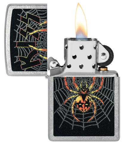 Zippo KISS® Face Paint Spider Design Street Chrome Windproof Lighter