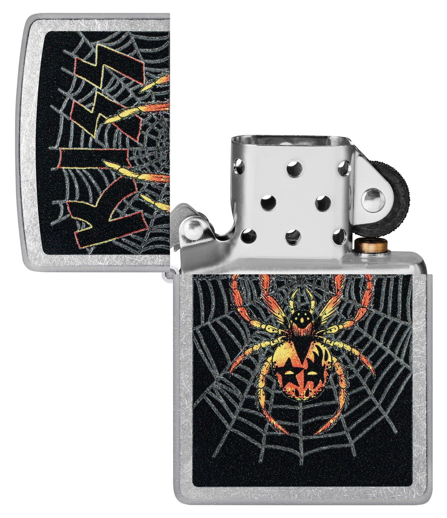 Zippo KISS® Face Paint Spider Design Street Chrome Windproof Lighter
