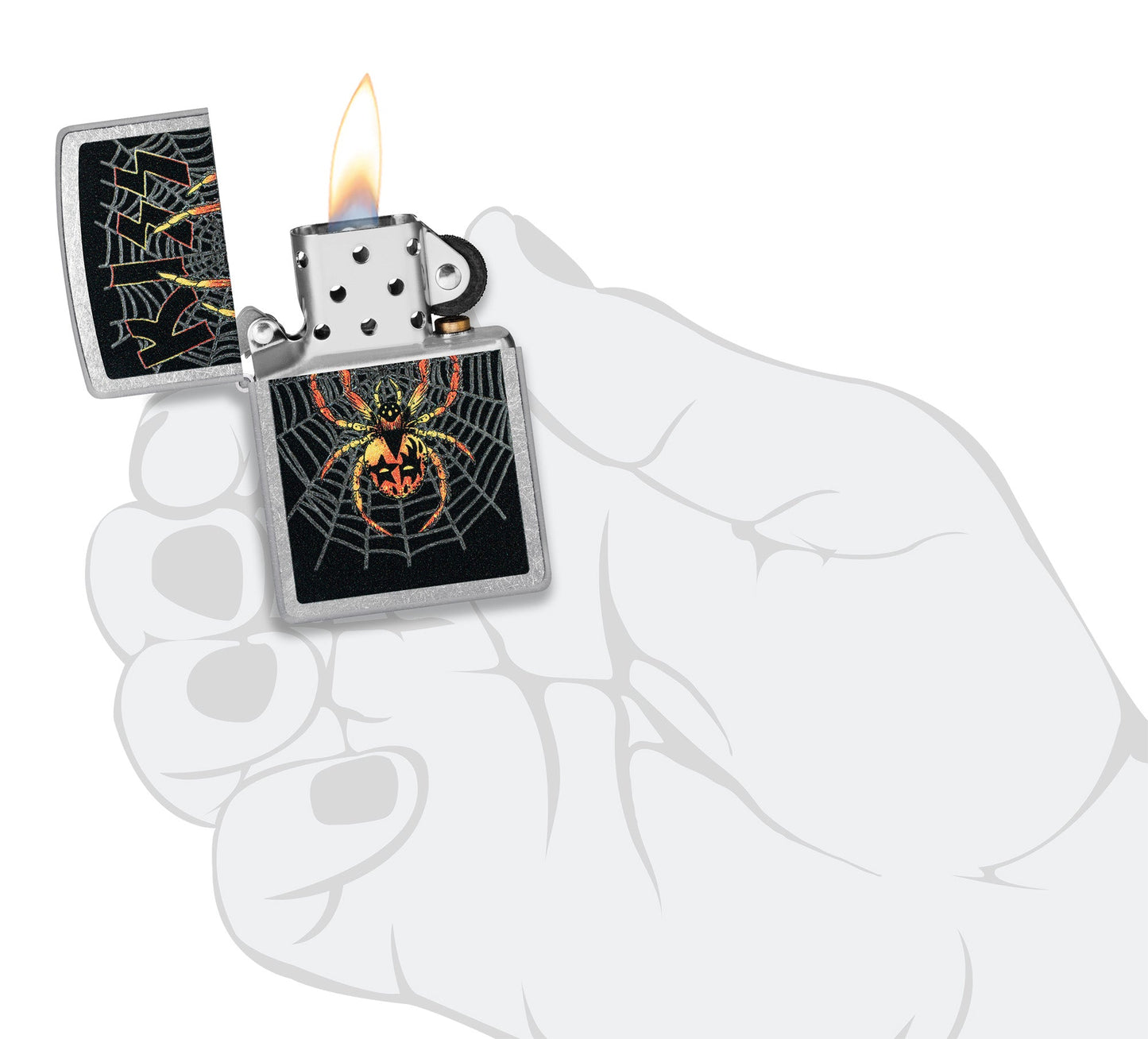 Zippo KISS® Face Paint Spider Design Street Chrome Windproof Lighter